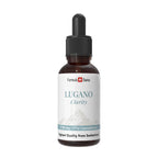 Flaske med Lugano Clarity og Formula Swiss-branding på hvid baggrund